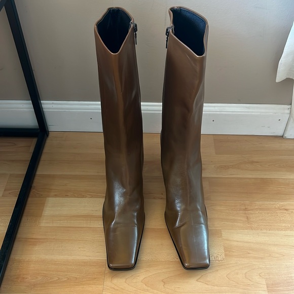 Prada Square Toe Leathet Boots - Picture 1 of 14
